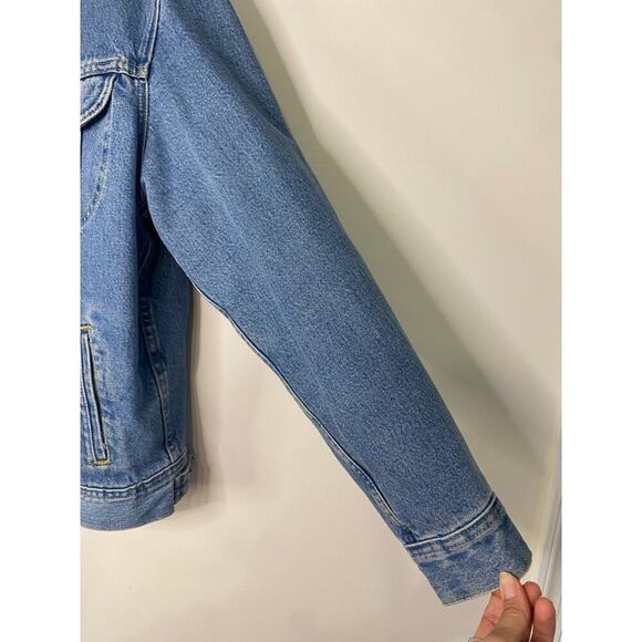 Women Vintage Lee Dungarees Lined Button Up Jean Jacket Med Chore Coat Country - Picture 4 of 16